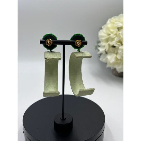 Sachin & Babi Mint Threaded Beaded Audra Large Hoop Earrings - Picture 2 of 11